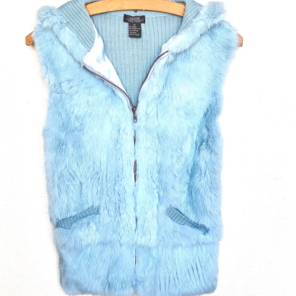 Shine New York Rabbit Fur Hooded Vest